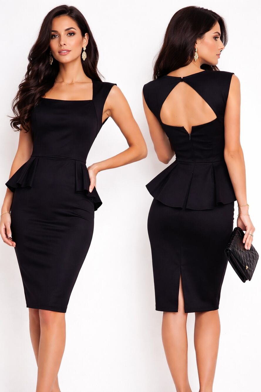 WHBM Retro Chic Peplum Sheath Dress 00 Classic LBD Keyhole Back Elegant